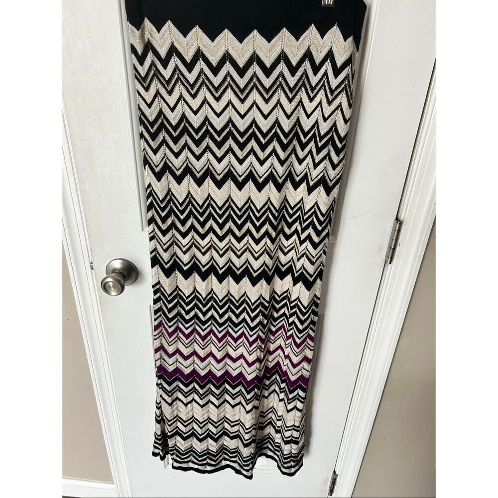 White House Black Market Chevron Maxi long Skirt Purple Black size XS Y2K like